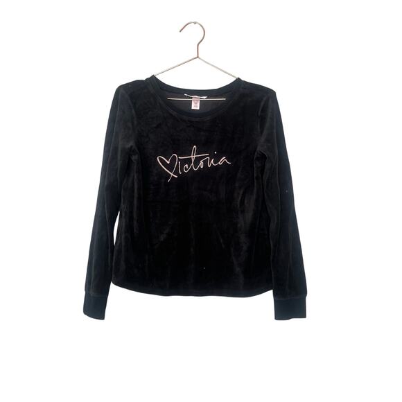 Victoria secret velour logo long sleeve top sweatshirt small - Picture 2 of 6